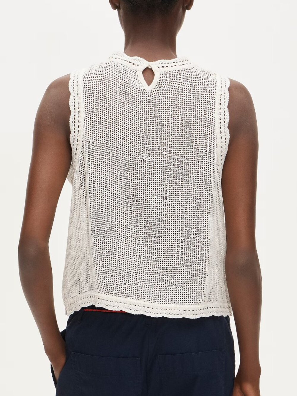 J. Crew Crochet Floral Cotton Shell Tank Top Cream Size XS NWT - Picture 2 of 8
